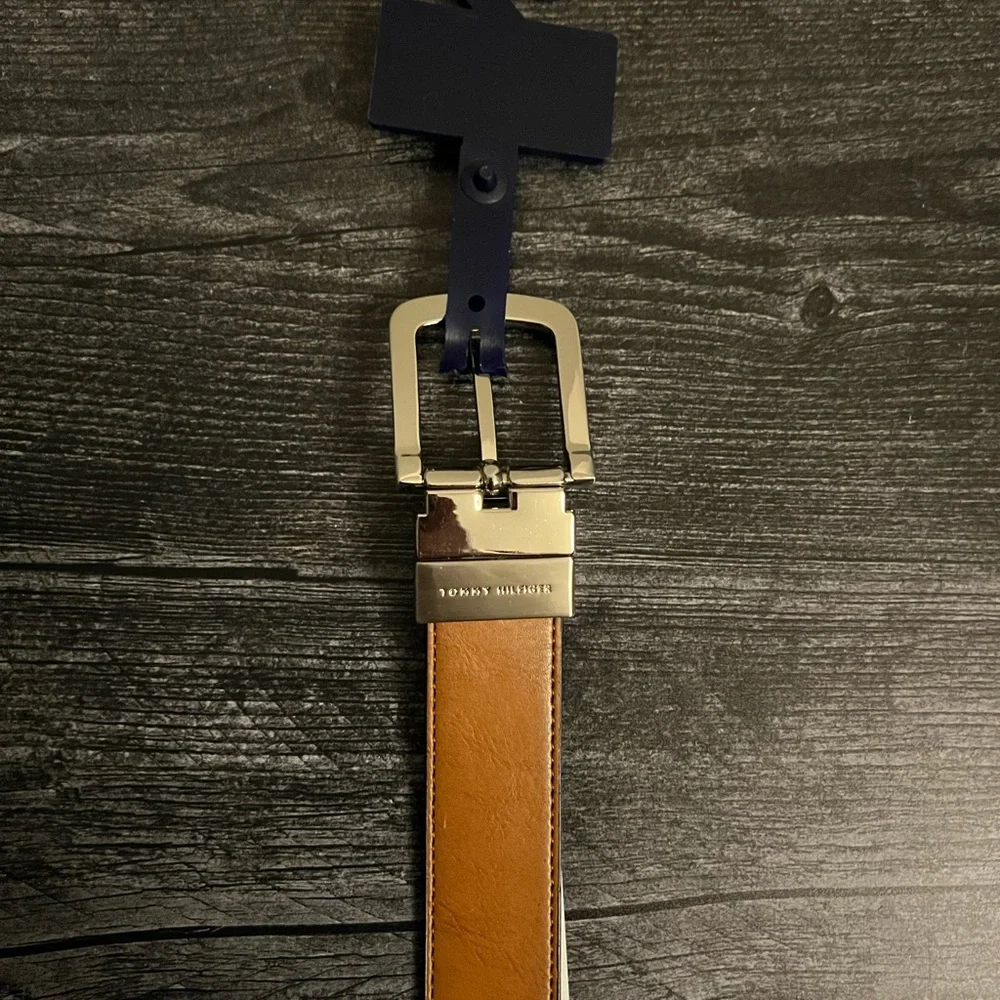 Tommy Hilfiger Faux Leather Reversible Belt Black Brown Size M 26-28
